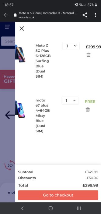 Buy a Moto g 5G Plus and get a Moto e7 Plus for free. Buy a Moto g 5G Plus and get a Moto e7 Plus for free.